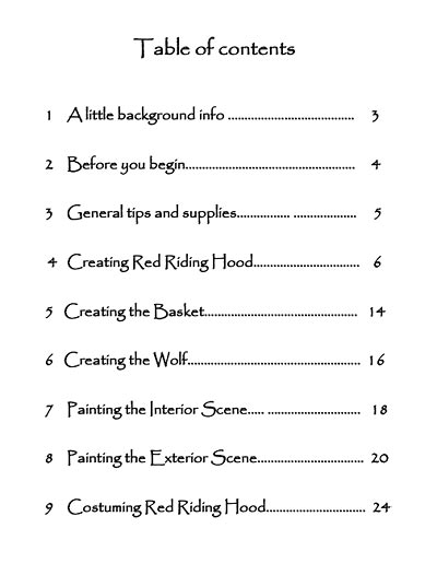 table of contents